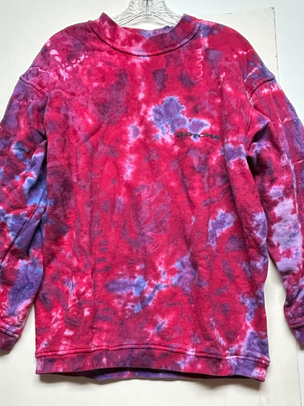 Gotcha Vintage Red Tie-Dye Crew Neck Sweatshirt Mens Size L Pullover Cotton